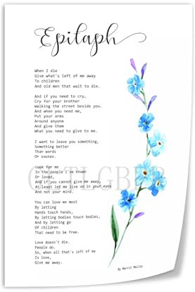 GLTLGBPR Poem on Death Poster von Merrit Malloy – Epitaph Gedicht – Leinwand Wandkunst – 30,5 x 20,3 cm – ungerahmt – modern – für Wohnzimmer, Schlafzimmer, Büro