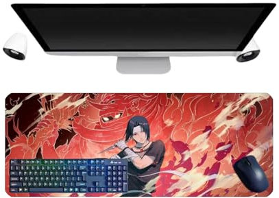 Japanese Uchiha Itachi Anime Large Tapis de Souris, 800 x 300 x 3mm, Bureau Anti-Glissant Surface Texturée pour Ordinateur pour Ordinateur Gamer-Bureau-Maison et Portables