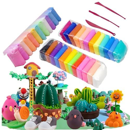 Modelliermasse lufttrocknend – 36 Farben Knete & selbsttrocknender Ton für Kinder – DIY Bastelset & Geschenkidee – Alternative zu Foam Clay – für Kinder ab 3 Jahren