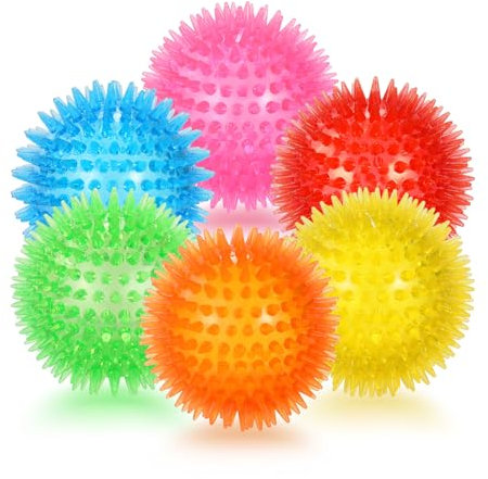 Petizer Quietschball für Hunde, 9 cm, stachelig, schwimmfähiges Poolspielzeug, Wurfapportieren für Welpen, Gummi-TPR-Kauen für Langeweile, Zahnreinigung für kleine und mittelgroße Hunde, 6 Stück