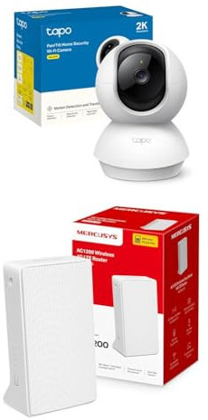 Tapo Bundle of TP-Link C210 - Cámara IP WiFi 360° Cámara de Vigilancia 2K (3MP) + [Nuevo 2024] Mercusys MB130-4G - Router 4G SIM, LTE CAT4, Wi-Fi AC1200, Compatible con Todos los operadores