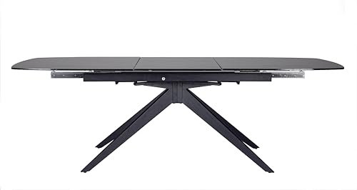 Decor Space Mesa extensible Anja de cristal y madera de abeto para comedor 180-240x90 cms