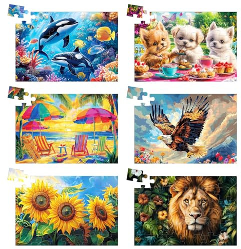 Puzzle mit 36 großen Teilen, einfache Puzzles für Senioren, Spiele für Senioren mit Demenz, mit Unterhaltung und therapeutischem Wert, kommt mit 6 Taschen, aufmerksames Geschenk für