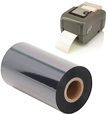 ZASCHMOY Schwarzes Thermotransferband, Barcode Etikettendrucker Band, Etiketten Aufkleber-Barcodedruck, 1 Rolle (110 mm * 300 m)