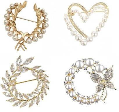 Aikeis Damen-Broschen, Strassimitat-Damenbroschen, elegante Broschen und Anstecknadeln, modische Schal-Pin-Clip-Abzeichen-Corsage, Kleidungsbrosche, Pin-Clip-Abzeichen-Corsage