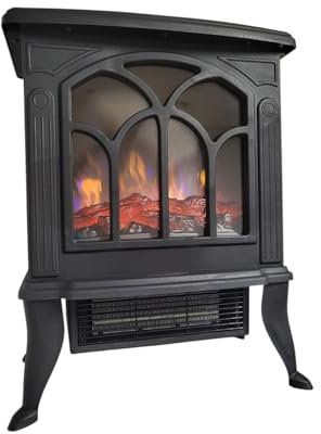 Termoventilatore Sfufa Caminetto Empotec Camino Aria Calda Effetto Fuoco Realistico Rilassante Spegnimento Automatico Antisurriscaldamento Elettrico Piedini Supporto Stabile 1800W Scaldino Stufetta