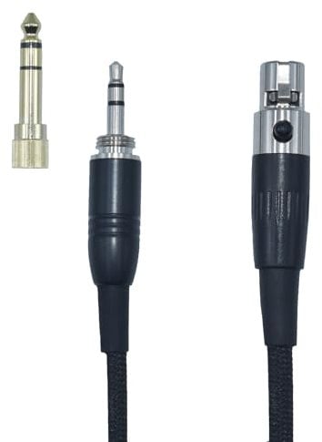LetLinkSo Coiled Mini XLR to 3.5mm Headphone Cable, Female MiniXLR to 1/4 TRS Plug Replacement Cable with 1/8 to 6.35mm Adapter - Compatible with AKG, Nickel Plated,13 Feet(4m)