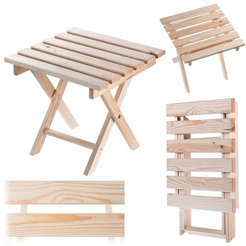 KADAX Klapptisch aus Holz, Kleiner Gartentisch, klappbarer Beistelltisch für Balkon und Garten, Kaffeetisch klein, Balkontisch klappbar