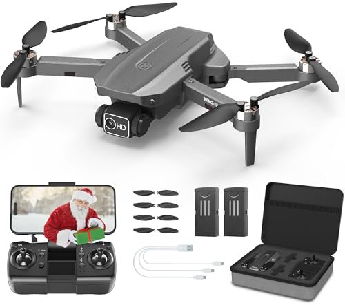 Wipkviey B12 Drohne mit kamera 4k, GPS Drohnen mit Einem-klick-zurück, FPV RC Quadrocopter für Anfänger, Bürstenlos Motor, Niedrige Batterierückgabe, 50 Min. Flugzeit mit 2 Akku, unter 249g, C0