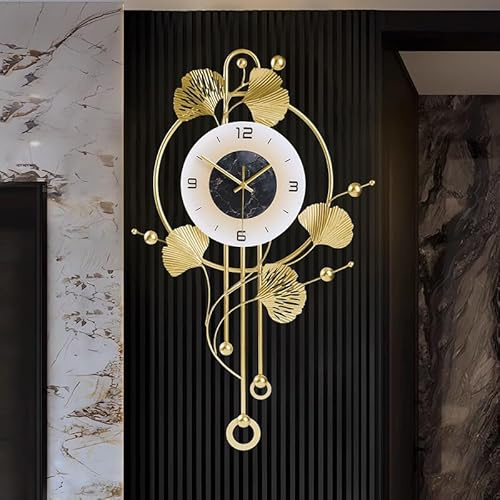 Wall Clock,Large Decoration Gold Decoration Wall Clocks for Living Room,Silent Non Ticking,Battery Operated Oversized Round Modern Clock for Bedroom,Farmhouse,Office Wall Decor /27.5*18.8Inch