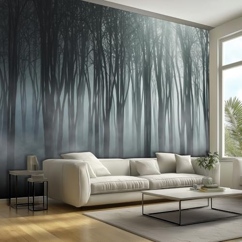 Dark Foggy Forest Wallpaper - Misty Jungle Rainforest Trees Nature Landscape Wall Mural - Wall Murals for Living Room Bedroom - Photo Wallpaper & Home Decor Art - 150 x 105 cm A148