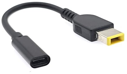 JZK 65W PD USB-C to slim tip cable adapter for ThinkPad, USB Type C female to rectangle yellow male connector for Lenovo Laptop power adaptor charger cord converter
