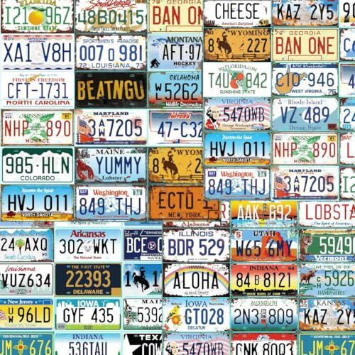 5/10/15/30/50 Counts Replica Vintage Car Plates, Embossed Novelty Car Plate Decoration for Man Cave Bar Kitchen Garage (5 Counts)