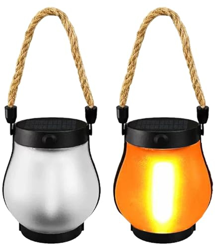 2 Stück Solar Flamme Laterne, Flamme Solar Lantern Außenleuchten, Halloween Deko Outdoor, Wasserdicht Outdoor Leuchten, Halloween Laterne, Solarlaterne Balkon Tisch Garten Halloweens Deko