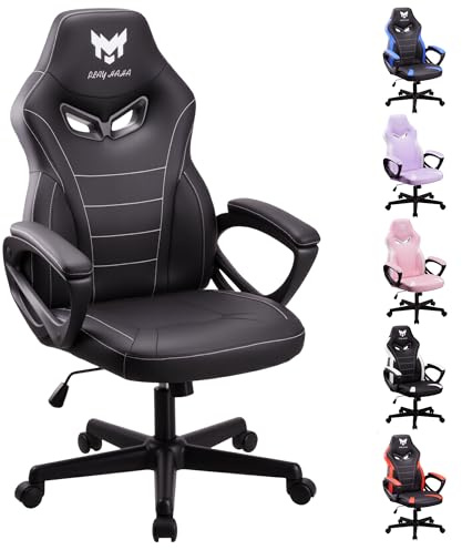 Play haha.Ergonomic high back seat with breathable mesh insert padded armrests tilt adjustment durable base lumbar support Faux leather surface for gaming home or office use