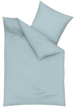 Traumschlaf Feinbiber Bettwäsche Uni – Warme Winterbettwäsche aus 100% Baumwolle – kuschelig angeraut, atmungsaktiv & hautfreundlich – mit Reißverschluss – 200x200 cm + 2X 80x80 cm, hellblau