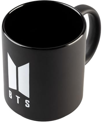 Grupo Erik BTS Logo Schwarz Tasse Kaffeebecher Kaffeetassen Merch Geschenke | Becher Teetasse Größe 9,5 x 8 cm - Fassungsvermögen 350 ml - Offizieller BTS Logo Schwarz Fanartikel Kawaii Geschenke