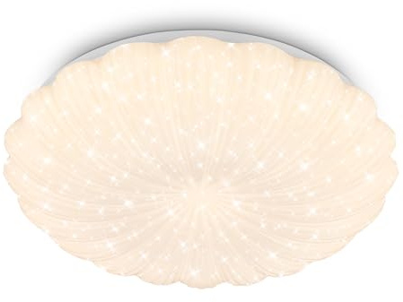 BRILONER - LED Deckenlampe mit Sternenhimmel, warmweißes Licht, gewellter Rand, LED Lampe, Deckenleuchte, Wohnzimmerlampe, Deckenlampe Schlafzimmer, Küchenlampe, 38,5 x 8,5 cm, Weiß