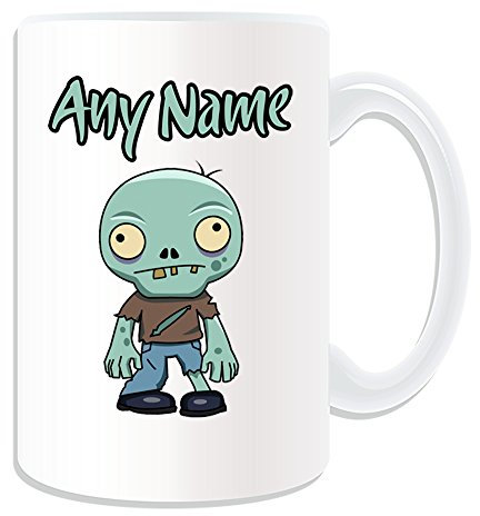 Unigif - Taza de regalo personalizable (tamaño grande, diseño de zombi, color blanco), diseño de zombi con texto en inglés Evil Outbreak Undead Walking Dead