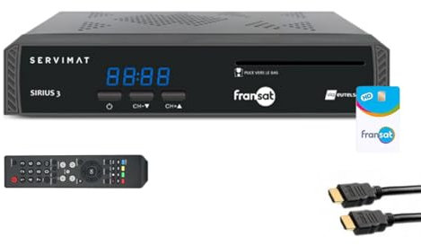 Servimat Pack Récepteur TV Satellite HD + Carte Viaccess Fransat PC6 + Câble HDMI 2M