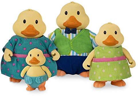 Li'l Woodzeez- Woodzeez-QUICKQUACK Duck Family-5 PCS (4 Characters, 1 Book) Animal, Multicolor (Branford Ltd. WZ6698SZ)