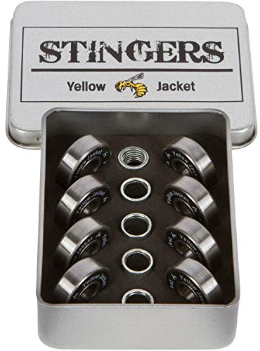 Yellow Jacket Premium Skateboard Kugellager, Pro Longboard Kugellager, 608, ABEC 11, Unterlegscheiben und Abstandshalter, schwarz Mamba (8 Stück)