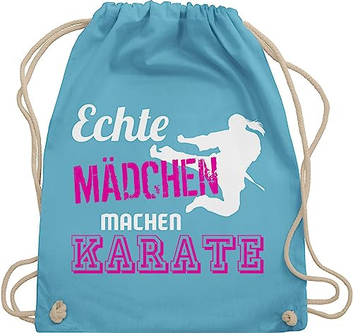 Shirtracer Turnbeutel Rucksack - Kampfsport - Echte Mädchen machen Karate - Unisize - Hellblau - geschenk kinderturnbeutel sport coole turnsack tasche kinder 25. geburtstag nur stoffrucksack beutel