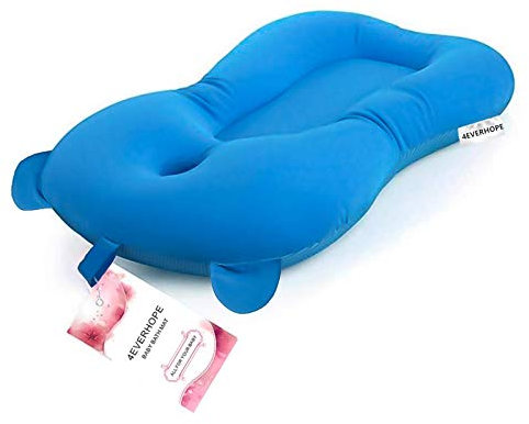 Baby Badematte, 4EVERHOPE Schwimmende weiche Neugeborenen-Badewannenmatte (Blau)
