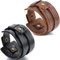 JewelryWe Schmuck 2pcs Herren Armband, Punk Rock Schweißband Armreif 24.7cm, Leder Legierung, Schwarz Kaffee