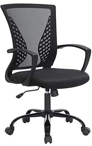SONGMICS Bürostuhl, Schreibtischstuhl mit Netzbespannung, höhenverstellbarer Computerstuhl, Drehstuhl, Wippfunktion, atmungsaktiv, Büro, Arbeitszimmer, bis 120 kg belastbar, schwarz OBN22BK