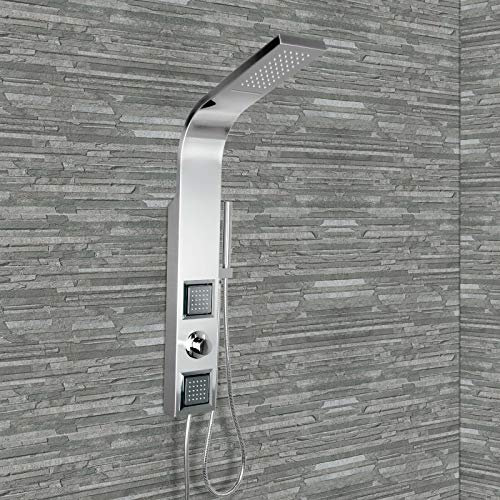 Steinkirch Premium Edelstahl Duschpaneel Duschsäule Duschset Regendusche k3, : mit Eckmontageset