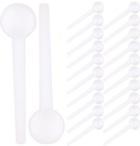 Yardwe Small Plastic Spoons 5g Measuring Scoop Long Handle Scoop Sugar Salt Spoons Teaspoon for Kitchen Cooking Seasoning Oil Coffee Tea 100pcs