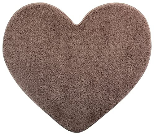 Brandsseller Herz Badematte 70x80 cm Badteppich Badvorleger Badezimmerteppich Duschvorleger Taupe
