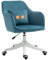HOMCOM Chaise de Bureau Velours Fauteuil Bureau massant Coussin Lombaire intégré Hauteur réglable pivotante 360° Bleu