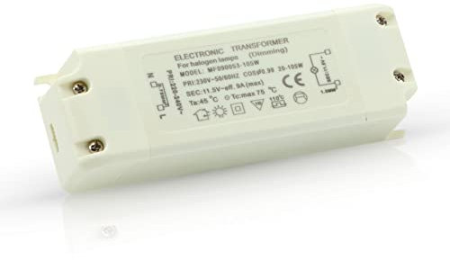 Yafido Trasformatore elettronico da 230V (AC) a 12V (AC) 20-105W,protezione da sovraccarico per trasformatori alogeni,dimmerabile per lampade alogene