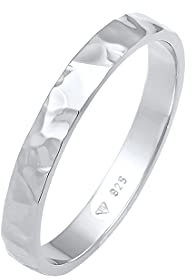 Elli Ring Damen Band Basic Fein Gehämmert Trend in 925 Sterling Silber