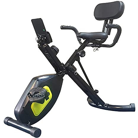 Fit4home Exercise Bikes Folding Fitness Bike Home Gym Workout Equipment Stationary Indoor Trainer With Bluetooth Adjustable Magnetic Resistance LCD Monitor Phone Holder | Oriolex Black
