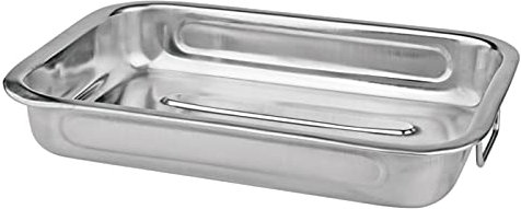 LifeStyle - Bandeja de horno con asas abatibles, acero inoxidable, 36,3 x 26,1 x 5,5 cm, fuente, molde, recipiente rectangular, asar, repostería, cocina