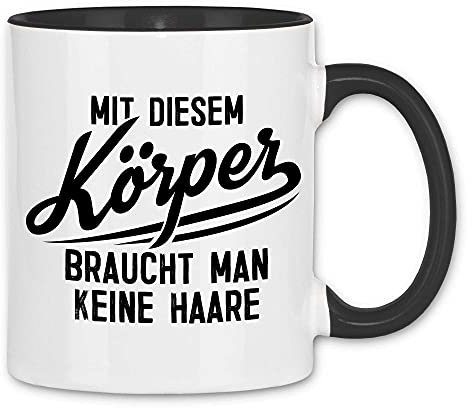 wowshirt Tasse Mit Diesem Körper Braucht Man Keine Haare Glatze Haarausfall, Farbe:White - Black