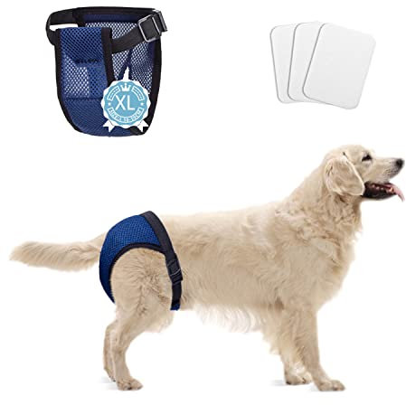 Nobleza Hund Windeln, Waschbar Schutzhose mit 3 Damenbinde, Hundehosen Hündin Läufigkeit, Wiederverwendbare Binde Höschen für Hündinnen, 1 St. Taille 50-59 cm, XL