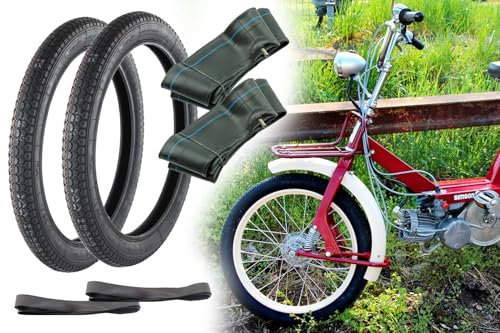 2x Heidenau Reifen 2.25 x 16 Zoll 38J Straßenprofil M3 + Schlauch 2.25 x 16 Zoll + Felgenband kompatibel mit Simson SL1, Kreidler, Puch Maxi, MKH Anhänger, Motorrad, Moped