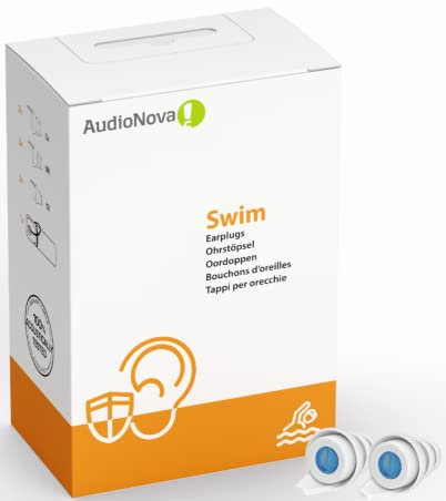 AudioNova Swim – Schwimm-Ohrstöpsel mit wasserdichtem Silikonfilter gegen Infektionen | für Schwimmbad, Wasseraktivitäten, wiederverwendbar, waschbar – 3 Größen (S/M/L)
