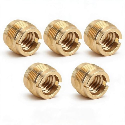 Bewinner Adaptateur de Pied de Micro Antirouille, 3/8 Femelle vers 5/8 Mâle Adaptateur de Filetage de Micro, 5 Pièces Adaptateur à Vis en Cuivre pour Bras de Suspension de Pied de Micro