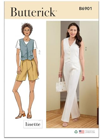 Butterick Sewing Pattern 6901 Waistcoats, Trousers, Shorts F5 (16-18-20-22-24)