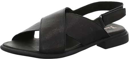 Think! Damen Kamaa_3-000739 Chromfreie gegerbte nachhaltige Trägersandale, 0000 Schwarz, 39 EU
