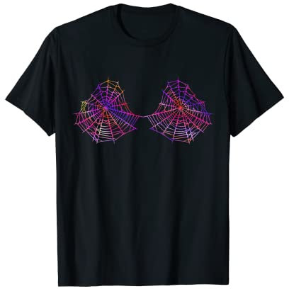 LGBT Regenbogen Spinnennetz BH Halloween Pride Kostüm T-Shirt