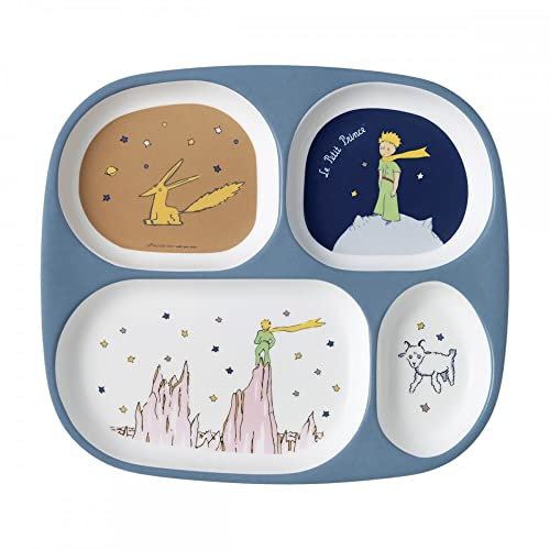 Le Petit Prince PLATEAU À 4 COMPARTIMENTS MELAMINE - Sans BPA - Lavable Au Lave-Vaisselle - 6M+ - 24 x 21 -