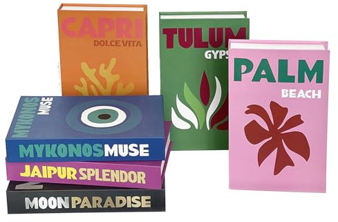 Ensemble de livres décoratifs tendance pour table basse, décor inspiré d'un livre de voyage - Faux livres pliables pour affichage, bureau et décoration rustique, décor de ferme moderne