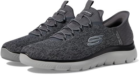 Skechers Herren Summits Key Pace Hands Free Slip-in Sneakers, Charcoal Mesh/Black Trim, 45 EU