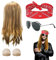 MIVAIUN Rockstar Kostüm,70er 80er Jahre Disco Perücke,Punker Kostüm Zubehör, Punker Rockstar Kostüm Accessoires,Karneval Disco-Party Rock 'n' Roll Party Musik-Festival Halloween (5 PCS)